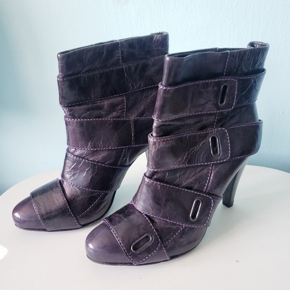 vintage Y2K strappy booties heels boots shoes Miss Sixty contrast stitch rave S - Picture 9 of 10